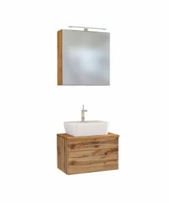 2-teiliges Badmöbel-Set DAVOS - Wotaneiche - 60 Cm Breit