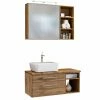 3-teiliges Badmöbel-Set DAVOS - Wotaneiche - 90 Cm Breit - Becken Links 1 3-teiliges Badmöbel-Set DAVOS - Wotaneiche - 90 Cm Breit - Becken Links -Wenko Verkaufsgeschäft 9004364200 1600Wx1600H 598Wx598H