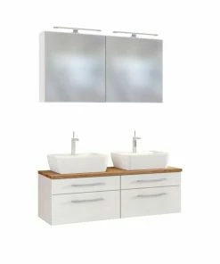 3-teiliges Badmöbel-Set DAVOS - Weiß - 120 Cm Breit