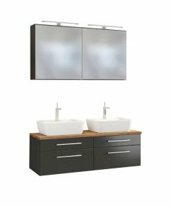 3-teiliges Badmöbel-Set DAVOS - Grau - 120 Cm Breit