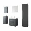 5-teiliges Badmöbel-Set - Anthrazit Seidenglanz - LED-Beleuchtung -Wenko Verkaufsgeschäft 9004366500 05 1600Wx1600H 598Wx598H