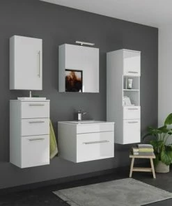5-teiliges Badmöbel-Set VIVA 60 - Weiß Hochglanz