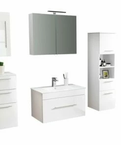 5-teiliges Badmöbel-Set VIVA 75 - Weiß Hochglanz