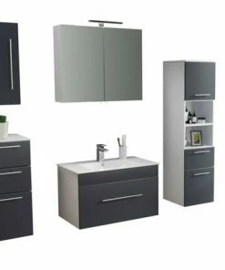 5-teiliges Badmöbel-Set VIVA 75 - Anthrazit - Weiß