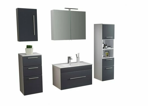 5-teiliges Badmöbel-Set VIVA 75 - Anthrazit - Weiß 3 5-teiliges Badmöbel-Set VIVA 75 - Anthrazit - Weiß