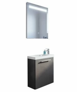 3-teiliges Badmöbel-Set ALEXO - Anthrazit - Mit Beleuchtung