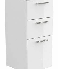 Midischrank - Weiß Hochglanz-weiß - 2 Schubkästen - 75 Cm Hoch
