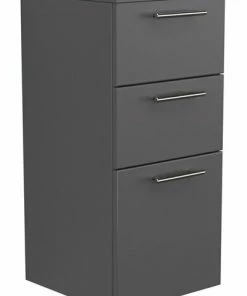Midischrank - Anthrazit Seidenglanz-anthrazit - 2 Schubkästen - 75 Cm Hoch