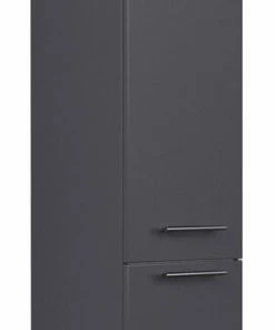 Hochschrank - Anthrazit Seidenglanz-anthrazit - Glaseinlagen - 120 Cm Hoch