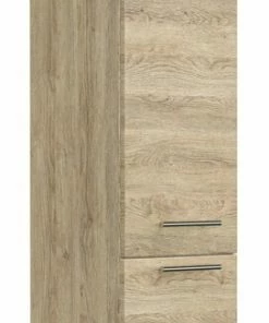 Hochschrank - Eiche Hell - Glaseinlagen - 120 Cm Hoch