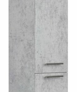 Hochschrank - Betonoptik - Glaseinlagen - 120 Cm Hoch
