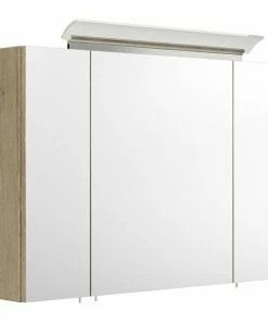 Spiegelschrank - Eiche Hell - Mit Beleuchtung - 90 Cm Breit