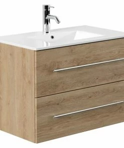 Waschtisch HOMELINE - Eiche Hell - Mit Waschbecken - 80 Cm