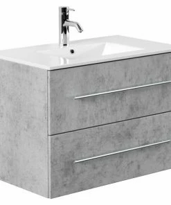Waschtisch HOMELINE - Beton - Mit Waschbecken - 80 Cm