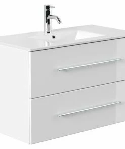 Waschtisch HOMELINE - Weiß Hochglanz - Mit Waschbecken - 90 Cm