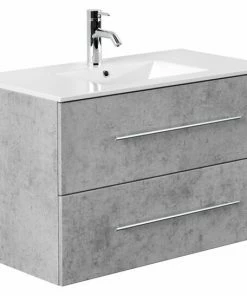Waschtisch HOMELINE - Beton - Mit Waschbecken - 90 Cm