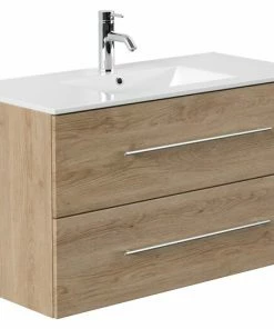 Waschtisch HOMELINE - Eiche Hell - Mit Waschbecken - 100 Cm