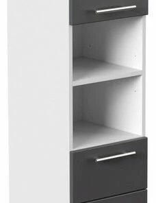Hochschrank VIVA - Weiß - Anthrazit Seidenglanz - 135 Cm