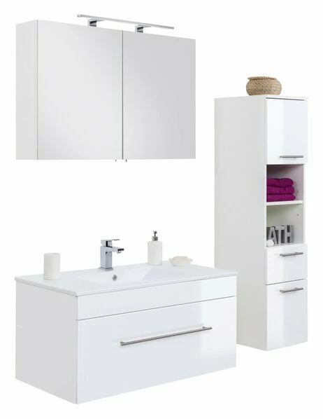 3-teiliges Badmöbel-Set VIVA - Weiß Hochglanz 3 3-teiliges Badmöbel-Set VIVA - Weiß Hochglanz