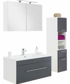 3-teiliges Badmöbel-Set VIVA - Anthrazit Seidenglanz