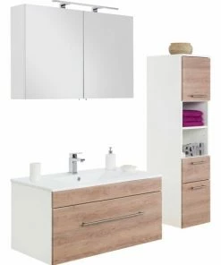 3-teiliges Badmöbel-Set VIVA - Eiche Hell