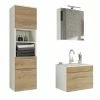 3-teiliges Badmöbel-Set VIVA - Eiche Hell - LED-Beleuchtung