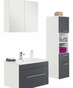3-teiliges Badmöbel-Set VIVA - Anthrazit Seidenmatt