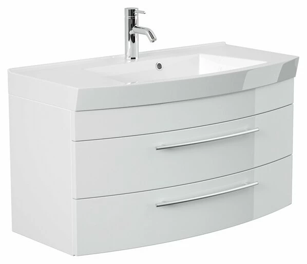 Waschtisch - Weiß Hochglanz - Mit Waschbecken - 100 Cm 3 Waschtisch - Weiß Hochglanz - Mit Waschbecken - 100 Cm