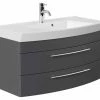 Waschtisch - Anthrazit Seidenglanz - Mit Waschbecken - 100 Cm -Wenko Verkaufsgeschäft 9004404600 1600Wx1600H 598Wx598H