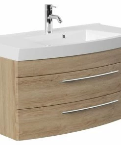 Waschtisch - Eiche Hell - Mit Waschbecken - 100 Cm