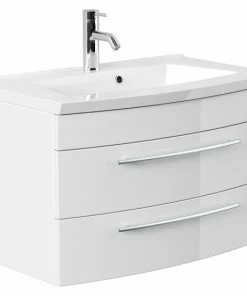 Waschtisch - Weiß Hochglanz - Mit Waschbecken - 82 Cm