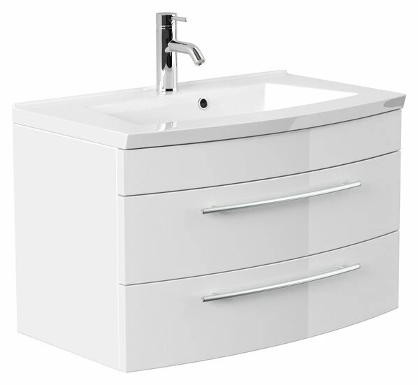 Waschtisch - Weiß Hochglanz - Mit Waschbecken - 82 Cm 3 Waschtisch - Weiß Hochglanz - Mit Waschbecken - 82 Cm