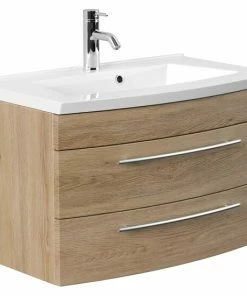 Waschtisch - Eiche Hell - Mit Waschbecken - 82 Cm