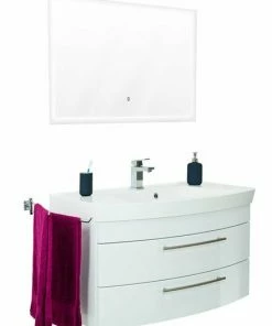 2-teiliges Badmöbel-Set LUNA - Hochglanz Weiß - 100 Cm Breit