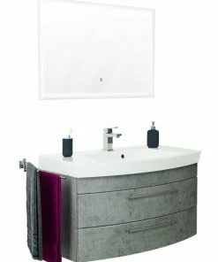 2-teiliges Badmöbelset LUNA - Beton - 100 Cm Breit