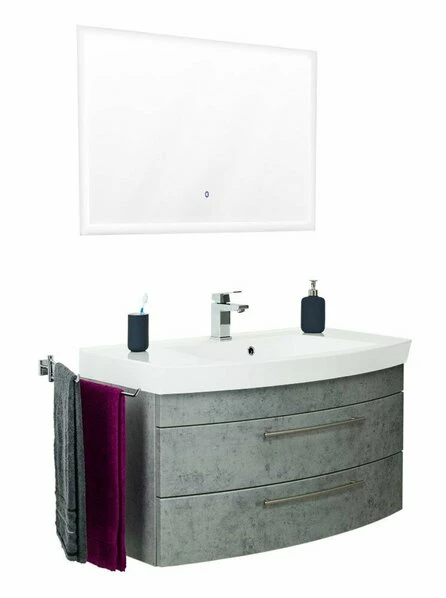 2-teiliges Badmöbelset LUNA - Beton - 100 Cm Breit 3 2-teiliges Badmöbelset LUNA - Beton - 100 Cm Breit