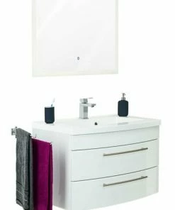 2-teiliges Badmöbel-Set LUNA - Hochglanz Weiß - 80 Cm Breit