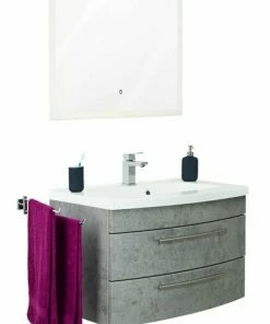 2-teiliges Badmöbel-Set LUNA - Beton - 80 Cm Breit