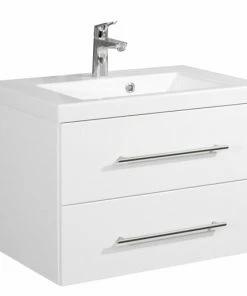 Waschtisch AURORA - Weiß Hochglanz-weiß - Mit Waschbecken - 70 Cm