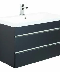 Waschtisch FELINI - Anthrazit Seidenglanz-anthrazit - Grifflos - 90 Cm