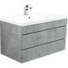 Waschtisch FELINI - Betonoptik - Grifflos - 90 Cm -Wenko Verkaufsgeschäft 9004407600 1600Wx1600H 598Wx598H