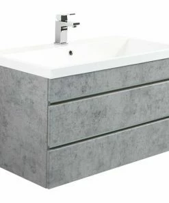 Waschtisch FELINI - Betonoptik - Grifflos - 90 Cm