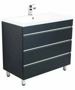 Stand-Waschtisch FELINI - Anthrazit Seidenglanz-anthrazit - Grifflos - 90 Cm