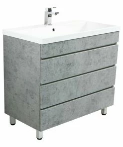 Stand-Waschtisch FELINI - Betonoptik - Grifflos - 90 Cm