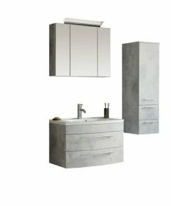 4-teiliges Badmöbel-Set - Betonoptik - 82 Cm