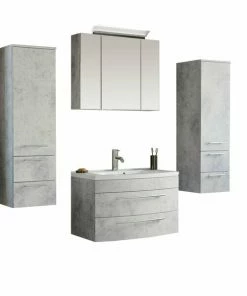 5-teiliges Badmöbel-Set - Betonoptik - 82 Cm
