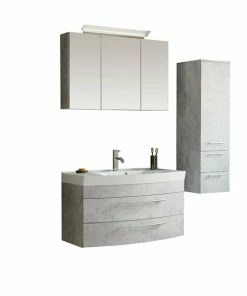 4-teiliges Badmöbel-Set - Betonoptik - 100 Cm
