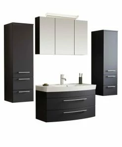 5-teiliges Badmöbel-Set - Anthrazit Seidenglanz - 100 Cm