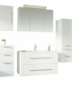 5-teiliges Badmöbel-Set HOMELINE 100 - Weiß - Weiß Hochglanz