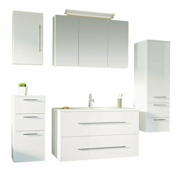 5-teiliges Badmöbel-Set HOMELINE 100 - Weiß - Weiß Hochglanz 3 5-teiliges Badmöbel-Set HOMELINE 100 - Weiß - Weiß Hochglanz